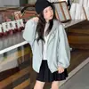 Ropa de abrigo para niñas, colección primavera/otoño 2026, ropa infantil nueva y elegante, diseño de dos piezas falso, chaqueta de piel sintética para niñas, chaqueta de otoño para niños