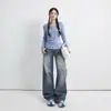 Pantalones rectos holgados de cintura baja estilo retro americano, jeans de pierna ancha versátiles y adelgazantes para mujer, admite dropshipping