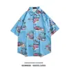 Camisa de Verão 2026 Praia Floral Desenho Animado Tendência Manga Curta Estilo Hong Kong Retro Floral Camisa Masculina