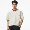 Ropa de Hombre Xintang 2026 Verano Nuevo Estilo 230g Diseño de Bloques de Color Holgado Simple Casual Top Camiseta