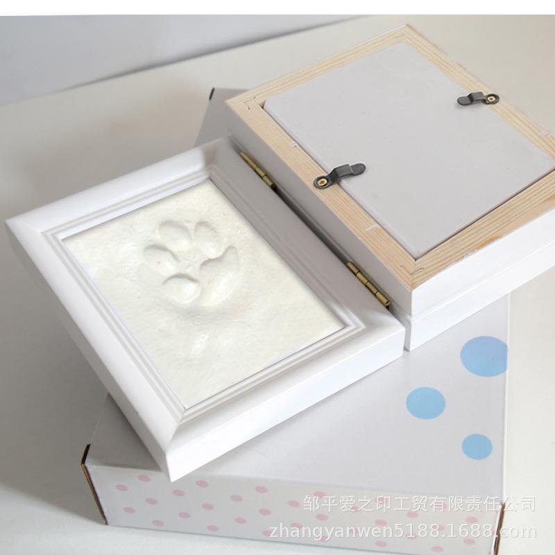 欧白五寸三折宠物款 厂家供应爱宠宝宝足印手脚印泥相框宠物DI