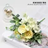 Ramo de boda de rosa artificial estilo ins transfronterizo, flores de seda para boda, decoración del hogar flores artificiales al por mayor