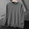 Top de vellón de doble cara para otoño e invierno con cuello semi-alto, capa interior unisex de corte ajustado para negocios, camisa base cálida, camiseta de manga larga para hombre