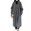 Abrigo de lana con cuello de traje gris para mujer, otoño e invierno, de alta gama, elegante, estilo coreano, holgado, abrigo largo de lana, transfronterizo