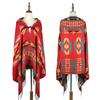 Poncho com Capuz Estilo Étnico Feminino Inverno Espesso Quente Chá Carrie Jiangxi Xizang Viagem Vermelho Poncho com Capuz
