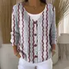 Sudadera con Botones de Cuello en V de Nuevo Estilo Transfronteriza de Manga Larga Otoño e Invierno Moda Impresa en 3D y Personalizada Chaqueta Suelta para Mujer