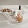 Botella de Arena Líquida Taza de Té de Leche Llavero de Oso Taza de Té de Leche Llavero de Oso Color Café Botella Rellena de Aceite Acrílico Colgante para Bolso