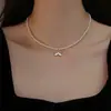 Colar de pérolas Shijia para bebês e mulheres, design exclusivo, corrente para clavícula com cauda de peixe em madrepérola, luxo de alta qualidade, presente perfeito para uma melhor amiga