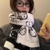 Bufanda de Punto Doble Cara de Gatito Lindo para Mujer, Invierno, Estilo Coreano, Atmósfera, Engrosada, Cálida, Protector de Cuello para Estudiante