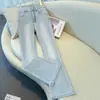 Jeans ajustados de microcampana elásticos azul claro para mujer, talla petite, nueva llegada otoño 2026, de cintura alta, adelgazantes, pantalones largos acampanados