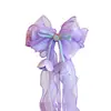 Presilha de Cabelo com Véu de Laço Infantil Vestido de Princesa Daminha Sessão de Fotos de Aniversário Acessórios de Cabelo Presilha de Cabelo Borboleta Super Fada Acessórios de Cabeça para Meninas