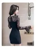 Vestido Sexy com Decote Profundo, Patchwork de Renda e Recortes 2026 Nova Moda para Boate, Vestido Bodycon Ruched de Caimento Justo para Mulheres