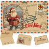 Tarjeta de felicitación navideña de piel de vaca retro, tarjeta de regalo de Navidad, linda tarjeta plegable de dibujos animados, tarjeta con mensaje de bendición con sobre