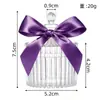 Tarro de dulces de boda con forma de lazo estilo Ins, caja de dulces de plástico transparente, caja de regalo de recuerdo de boda con lazo blanco roto y verde guisante
