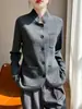 Cardigã com Gola Alta e Design de Bolso, Cardigã de Lã Fina para Mulheres, Tricô com Botões, Jaqueta Elegante com Efeito Emagrecedor, Moderno