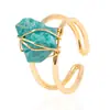 Anillo de Alambre de Cristal Natural Nuevo de Verano Anillo de Piedra Cruda Irregular Anillo Hecho a Mano Accesorios de Piedras Naturales de Colores Venta al por Mayor