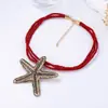Colar Pingente Estrela do Mar de Liga para Uso Transfronteiriço Personalizado Tendência Retrô Casual Estilo Resort na Praia Modelo Feminino para Roupas de Trabalho Versátil