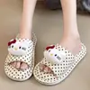 Pantuflas de Algodón y Lino con Lunares de Hello Kitty para Mujer, Nuevas de Dibujos Animados Lindas para el Hogar, Antideslizantes, de Punta Cerrada para Todas las Estaciones