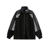 Jaqueta com Costura em Cor Contrastante e Três Listras Masculina Outono Retro Americano Jaqueta Esportiva Suéter com Mangas Raglan Cleanfit