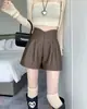 Shorts de cuero PU para mujer talla grande, nuevo estilo otoño/invierno 2026, de cintura alta, a la moda, para mujeres petite, de línea A, shorts de bota de pierna ancha de moda