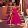 Moda Feminina Transfronteiriça Europeia e Americana Verão 2026 Novo Estilo Vestido Sem Alças Sexy e Elegante Decote V com Babados Cruzado nas Costas