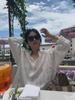Camisa Idéntica de Song Hye Kyo para Mujer 2025 Verano Nueva Estilo Coreano Holgado Estilo Perezoso Delgada Transpirable