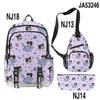 3D Novo Produto Estampado Periférico Sanrio kuromi kuromi Mochila Escolar Mochila Estojo de Lápis Bolsa de Ombro Conjunto de Três Peças