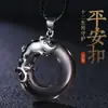 Colar Zodiacal Ano do Coelho Colar Ano do Coelho Prata Esterlina Fivela de Obsidiana Pingente Masculino Pingente Feminino Presente