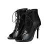 40 Europeos y Americanos cremallera lateral 2023 zapatos de verano 48 talla grande boca de pez tacón alto sandalias sandalias botas de red zapatos comercio exterior blanco