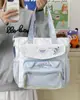 Bolsa Transversal de Alta Aparência Estilo Japonês com Color-Blocking Fresco, Design Transparente, Grande Capacidade, Bolsa Tote Estudantil Estilo Anime