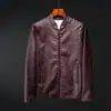 AliExpress Amazon Otoño e Invierno Nuevo Chaqueta de Cuero de Color Sólido para Hombre Ajuste Delgado Coreano Chaqueta de Cuero PU para Motocicleta
