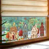 BRUP Hoja de Arce Otoñal Calabaza Casa de Dibujos Animados Pegatina Electrostática para Ventana Acción de Gracias Pegatina Decorativa para Vidrio de Ventana Estilo Nuevo Transfronterizo