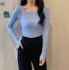 Gola baixa Outono/Inverno Gola quadrada Roupa íntima Top Camada de Base Ajustada Design Feminino Fashion Nicho Suéter Tricotado Top Chique