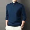 Suéter de Punto Grueso con Cremallera y Cuello Redondo Medio Alto para Hombre Otoño/Invierno 2025 Capa Base Cálida Venta al por Mayor