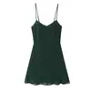 Vestido Suspensório Sexy Ruffle Cor Sólida Retro Francês Ajustado Curto de Verão para Férias na Praia para Mulheres