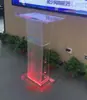 Podio transparente en stock, atril de cristal, soporte acrílico para anfitrión, podio para presentador, mostrador de servicio y mostrador de atención al cliente