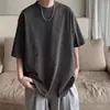 Camiseta de manga corta desgastada lavada para hombre, estilo americano de verano, moderna, algodón puro resistente, casual, versátil, manga corta, a la moda