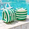 Brazaletes de Natación Rayados Estilo Ins para Niños y Adultos con Doble Bolsa de Aire, Engrosados, a Prueba de Fugas, Flotabilidad de Seguridad, Mangas de Agua Auxiliares