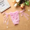 Tanga Fio Dental Sexy com Renda e Amarração Aberta no Gancho Calcinha T para Mulheres Roupa Íntima Feminina Cintura Baixa Transparente Erótica com Amarração para Mulheres N07