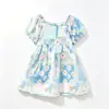 Vestido de Verano para Niñas 2026, Algodón y Seda Delgados, Fresco Vestido de Princesa con Mangas Abullonadas, Vestido Floral Estilo Coreano, Ropa Infantil al por Mayor