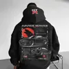 Moletom Hip-Hop Americano Transfronteiriço Estampa de Carro Europeia e Americana Moletom com Capuz Solto Atacado Primeira Geração
