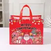 Bolsas de Presente de Natal Transfronteiriças em Estoque, Bolsas de Tecido Não Tecido com Impressão Colorida Laminada, Sacolas de Compras Tote, Conjuntos de Sacolas para Doces, Feito Sob Medida
