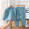 Conjunto Íntimo Infantil 100% Algodão, Roupas de Outono em Algodão e Calças Compridas, Roupas de Casa para Meninos e Meninas, Pijamas Infantis para Bebês de Tamanho Pequeno e Médio