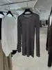 DestacadoYuran 26 Colección Primavera/Verano Nueva Camisa de Manga Larga Ajustada Cuello Redondo Lujo Sencillo Algodón Pima Retorcido Ultra Fino