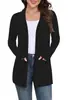 Novo cardigã de tricô casual versátil plus size, de comércio exterior transfronteiriço europeu e americano, cor sólida, comprimento médio, manga longa, casaco feminino