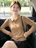 Cardigan de Tricô com Gola Lapela Estilo Novo Outono/Inverno 2026 para Mulheres Solto Emagrecedor Estiloso Versátil Manga Longa Peça de Roupa Superior