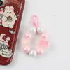 Pingente anel mahjong da sorte ornamentos criativos desenho animado com miçangas chaveiro universal miçangas chaveiro coração de pêssego