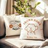 Funda de Almohada Cuadrada con Estampado de Cachorro Lindo Textura Dorada Impresa por Ambos Lados Cojín para Sofá Mesita de Noche
