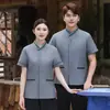 Uniforme de limpeza de propriedade de manga curta de verão respirável para mulheres equipe de limpeza de quartos de hotel vestuário de trabalho de arrumação estilo novo