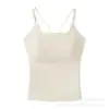 Camisola Sin Marca de Seda de Hielo Una Pieza Copa Fija Espalda Delgada Hermosa Color Sólido Transpirable Top Básico Versátil para Niñas